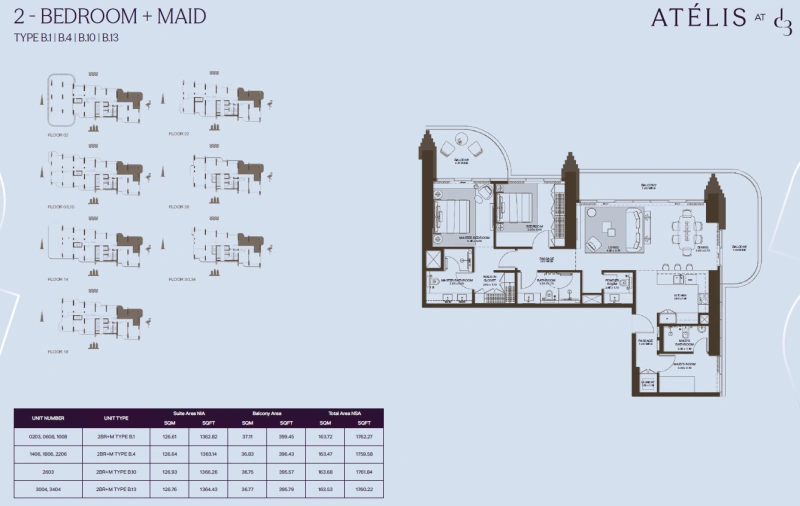 Luxus-Apartment mit 2 Schlafzimmern, Dienstzimmer, Bad und atemberaubendem Meerblick