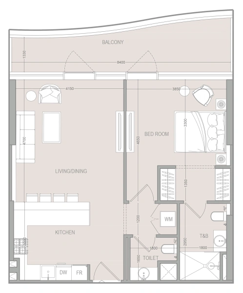 1-Bedroom Apartment in "A1LA RESIDENCE"