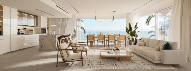 Luxuriöse 4-Zimmer-Wohnung mit Zimmer für Hausangestellte und eigenem Bad - direkt am Strand