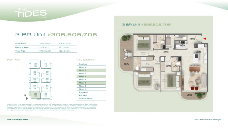Luxuriöses Wohnen am Strand: Eleganz in einem 3-Schlafzimmer-Apartment mit Dienstmädchenzimmer