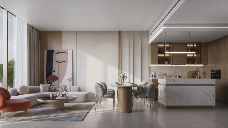 Luxuriöses Wohnen am Strand: Eleganz in einem 3-Schlafzimmer-Apartment mit Dienstmädchenzimmer