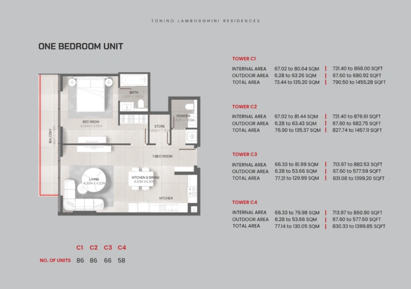Luxuriöses 1-Schlafzimmer-Apartment im italienischen Stil mit Lamborghini-Designmöbeln