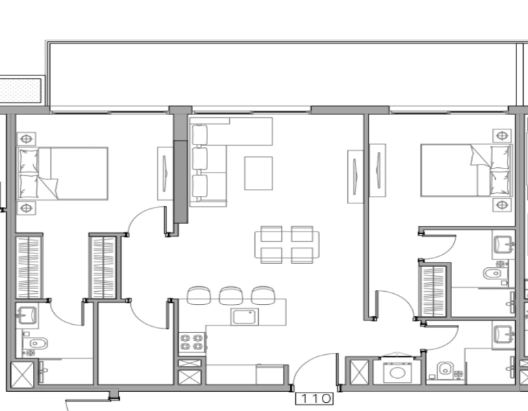 Stilvolle 2BHK-Wohnung mit Dienstbotenzimmer und Arbeitszimmer, modernes Design