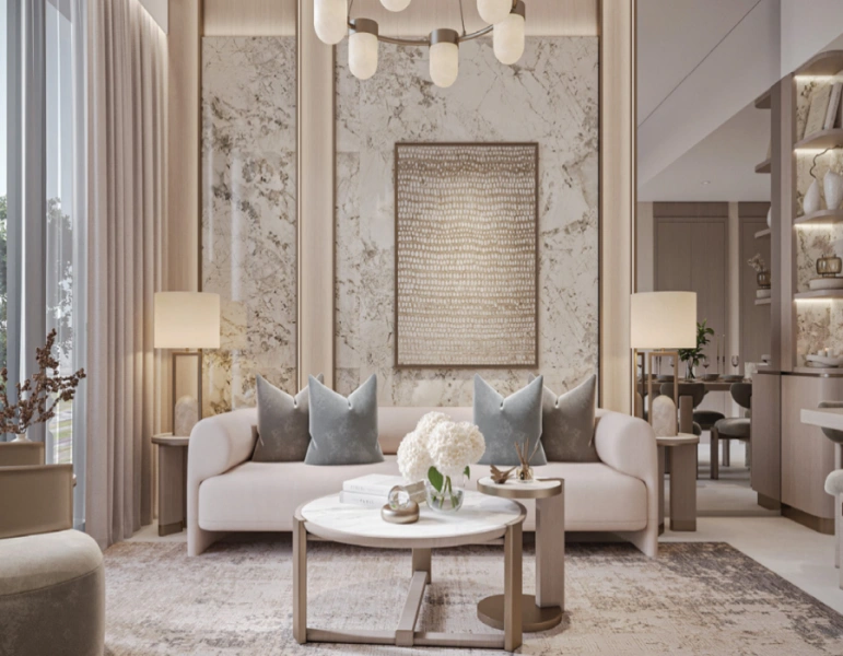 Stilvolle 2BHK-Wohnung mit Dienstbotenzimmer und Arbeitszimmer, modernes Design