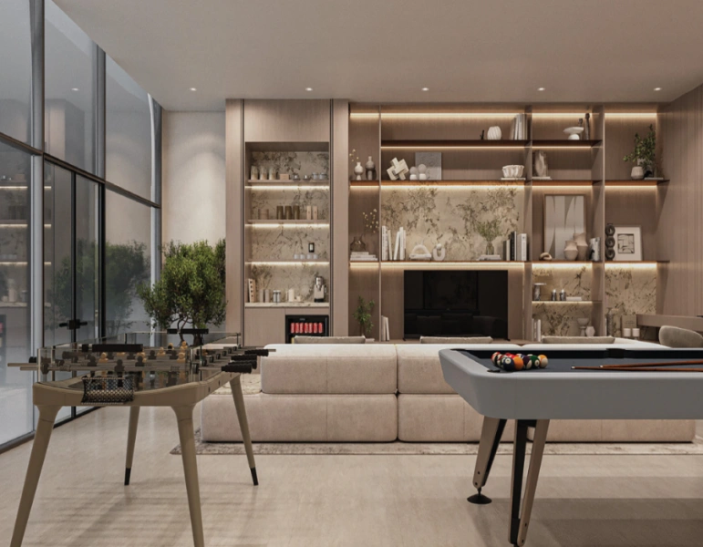 Stilvolle 2BHK-Wohnung mit Dienstbotenzimmer und Arbeitszimmer, modernes Design