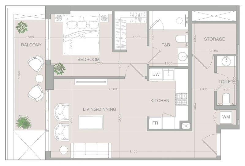 1.5-Bedroom Apartment in "1WOOD RESIDENCE 2"