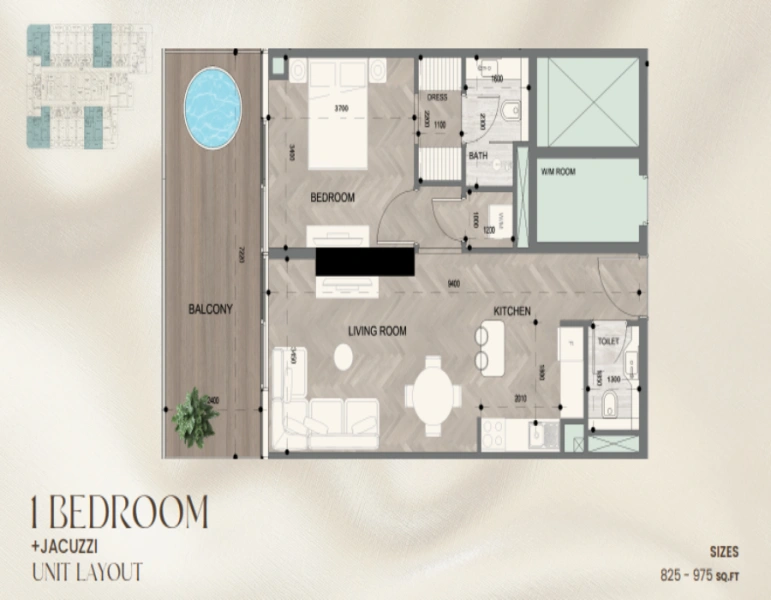 Luxuriöses Apartment mit einem Schlafzimmer, Jacuzzi und modernem Design