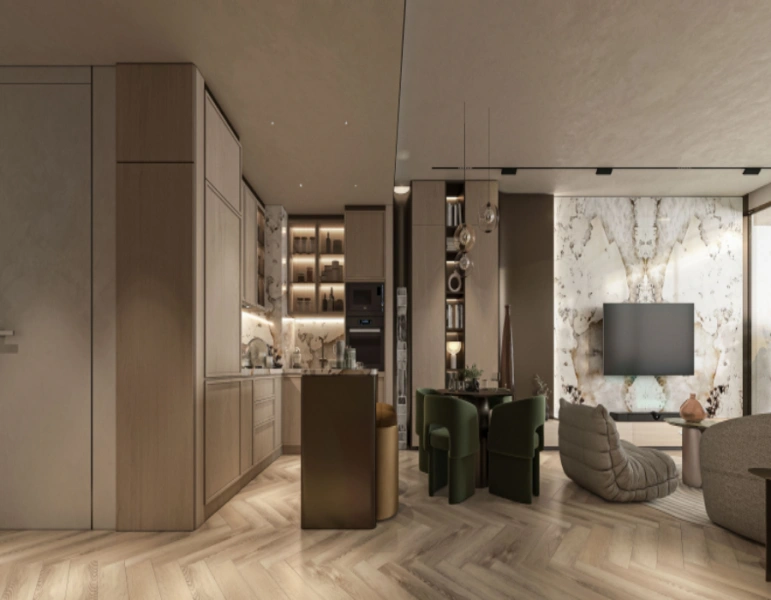 Luxuriöses Apartment mit einem Schlafzimmer, Jacuzzi und modernem Design