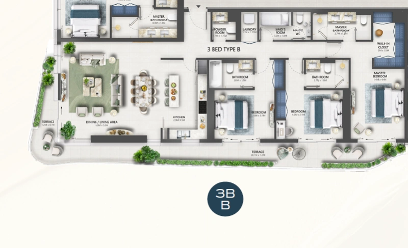 Luxuriöses Apartment mit 3 Schlafzimmern, Dienstzimmer und eigenem Bad - Toplage!