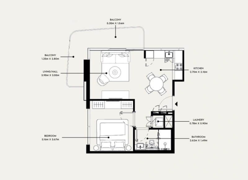 Lujoso piso de 1 dormitorio con un diseño elegante en una ubicación privilegiada: ¡un sueño para solteros y parejas!