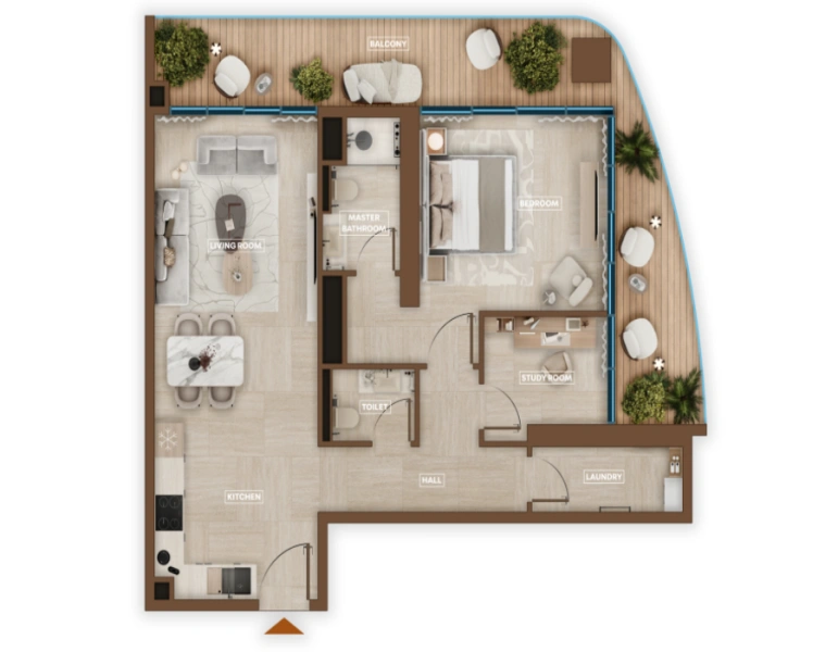 Stilvolles Ein-Schlafzimmer-Studio - Modernes Design vom Feinsten!