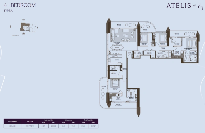 Luxe-Apartment mit 4 Schlafzimmern, Dienstzimmer, Studioraum und riesigem Balkon mit Kanalblick