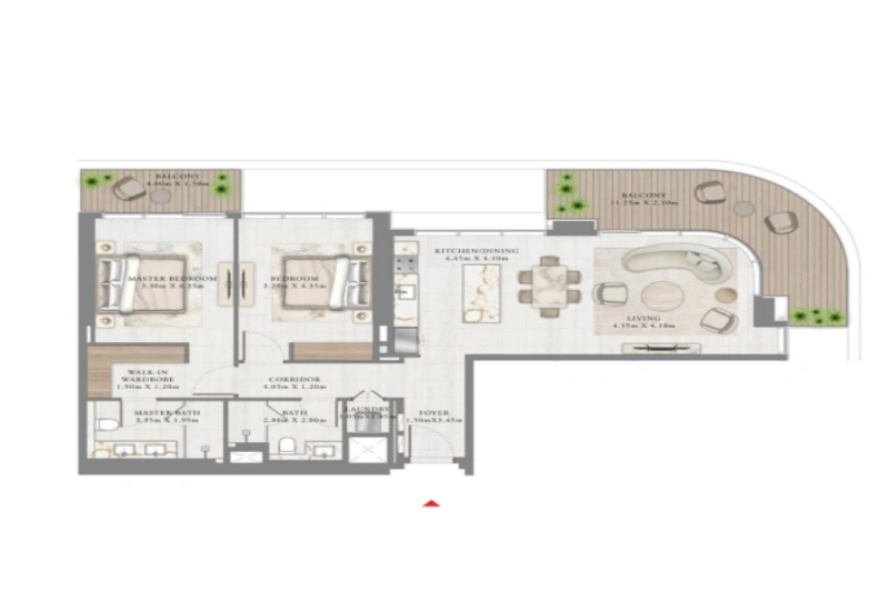 Atemberaubende Zwei-Zimmer-Wohnung mit Pool und Panoramablick