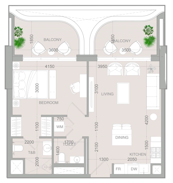 1-Schlafzimmer-Wohnung in "ALTA V1EW SKYHOMES"