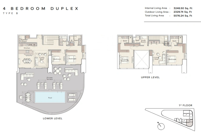 Atemberaubende Ein-Schlafzimmer-Wohnung mit Pool und Panoramablick