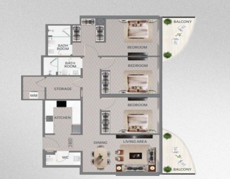 Stilvolle Drei-Zimmer-Wohnung mit modernem Design