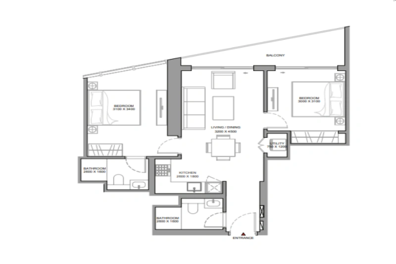 Appartement mit zwei Schlafzimmern