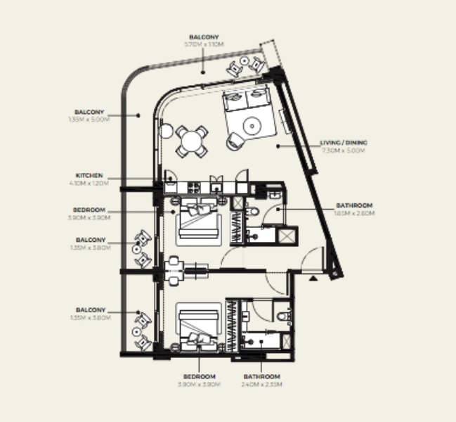 Charmante Wohnung mit 2 Schlafzimmern in ikonischer Lage am Meer!