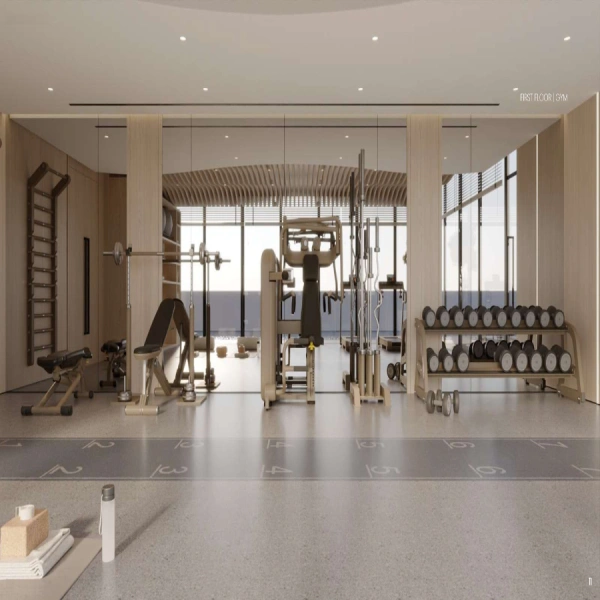 Appartement élégant d'une chambre avec salle d'étude au design moderne