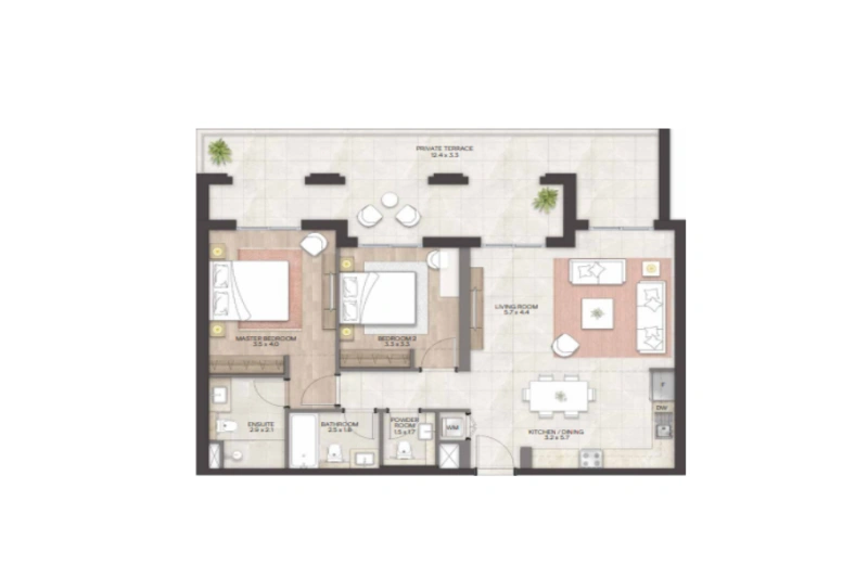 Appartement mit zwei Schlafzimmern