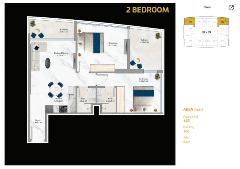 Geräumige 2-Zimmer-Wohnung mit riesigem Layout