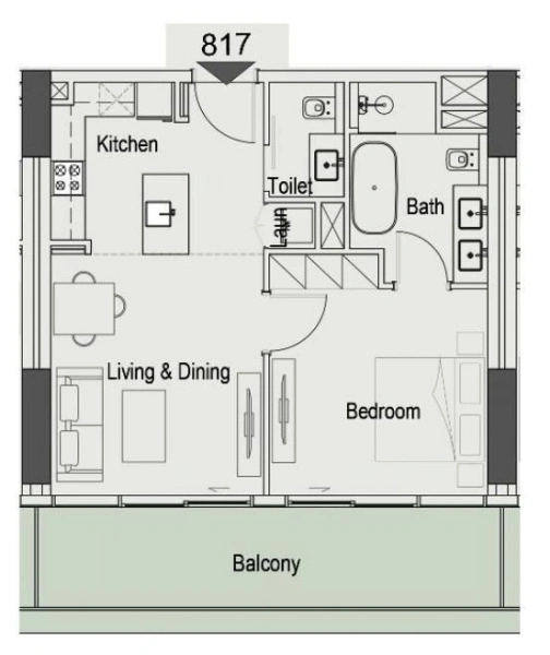 Luxuriöses 1 Schlafzimmer mit Sky Garden und Beach Edge Pool in Toplage!