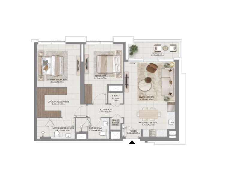 Stilvolle Zwei-Zimmer-Wohnung mit modernem Design