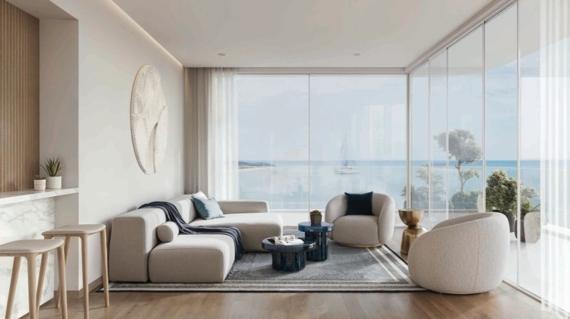 Eleganz am Meer: Wohnen am Strand in diesem 1-Schlafzimmer-Apartment