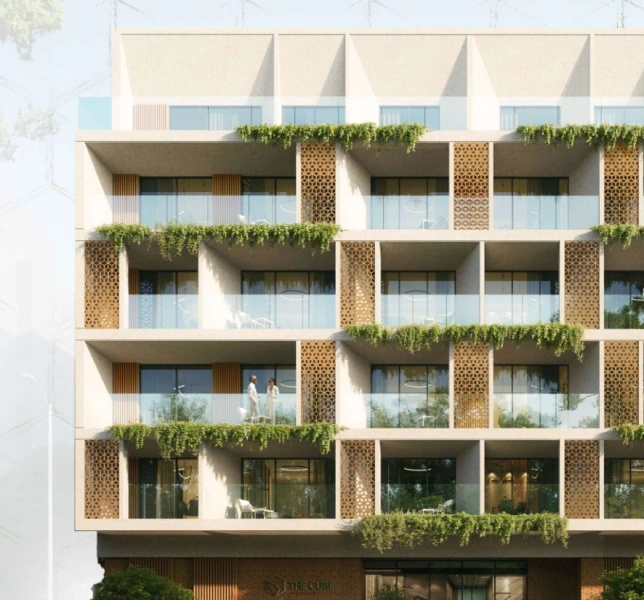 Modernes 1-Schlafzimmer-Apartment: Voll möbliert mit faltbarer Glastrennwand im Wohnzimmer