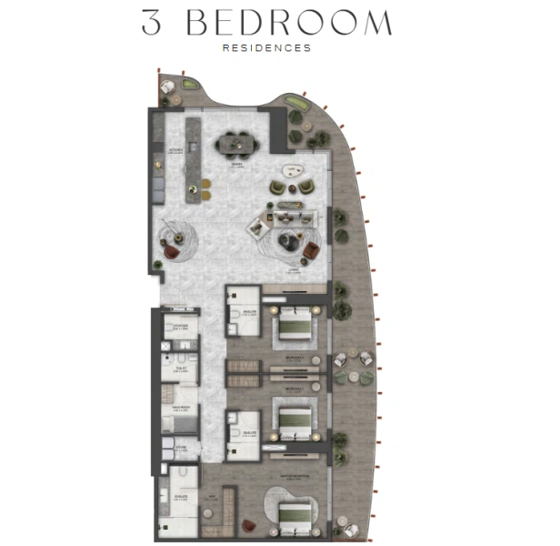 Geräumige 3-Bett-Wohnung mit Dienstmädchen Zimmer, riesige Layout und beeindruckende Aussicht