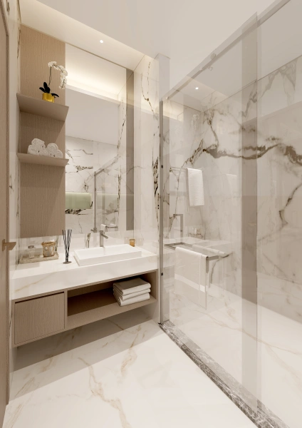 Luxus-Apartment mit atemberaubendem Blick auf die Marina Skyline und separatem Waschraum