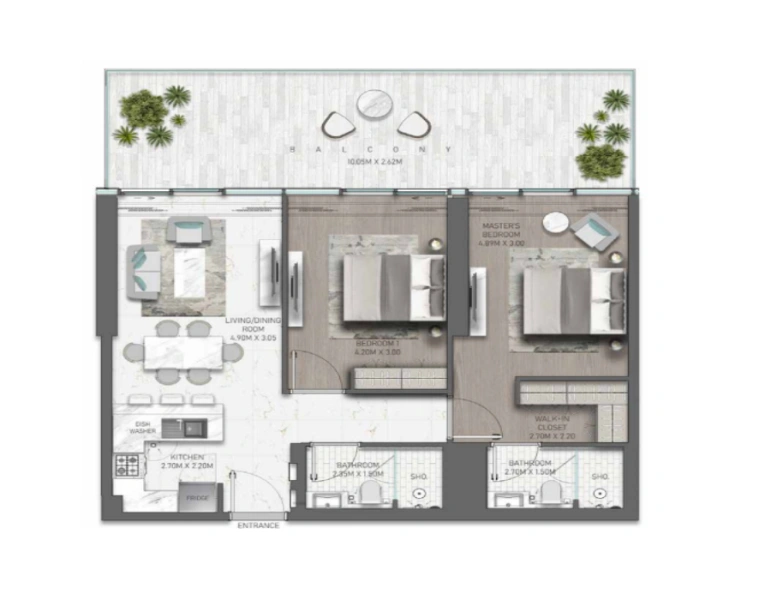 Stilvolle Zwei-Zimmer-Wohnung mit modernem Design