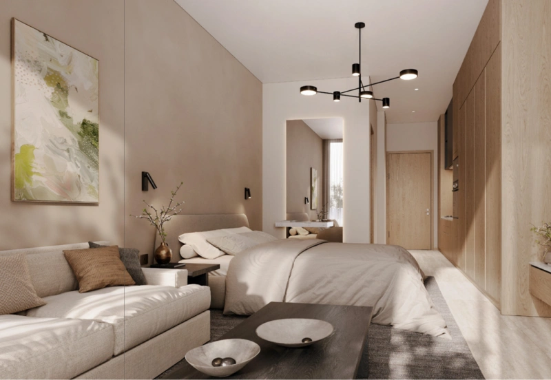 Gemütliches Apartment mit 2 Schlafzimmern, voll möbliert, eingebaute Küchengeräte.