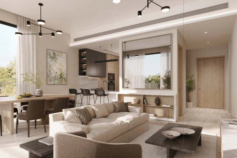 Gemütliches Apartment mit 2 Schlafzimmern, voll möbliert, eingebaute Küchengeräte.