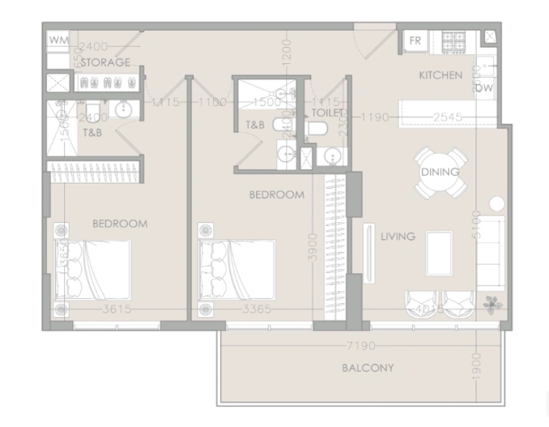 Stilvolle Zwei-Zimmer-Wohnung mit modernem Design