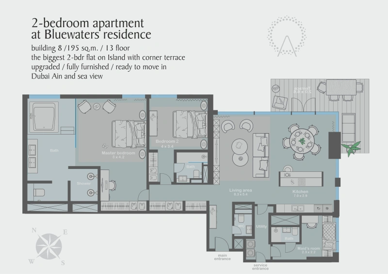 Exklusive Hochgeschosswohnung mit atemberaubender Aussicht auf Bluewaters Island