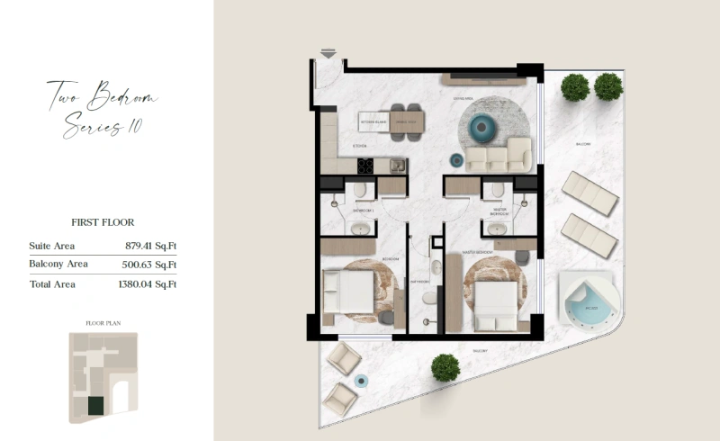 Luxuriöse 2-Zimmer Wohnung mit privatem Jacuzzi und riesigem Balkon mit Panoramablick!