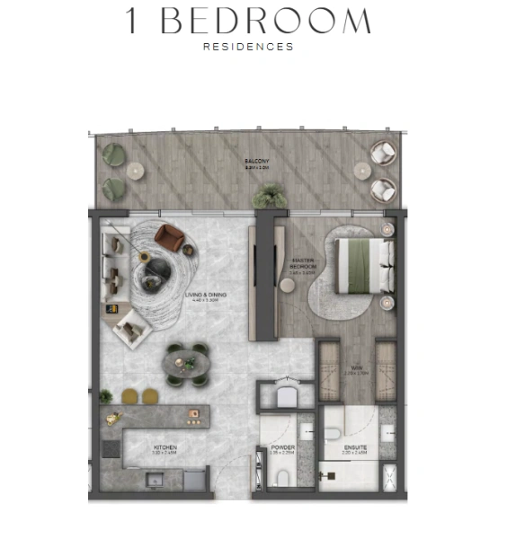 Luxuriöses 1-Schlafzimmer-Apartment in Resort-ähnlicher Umgebung