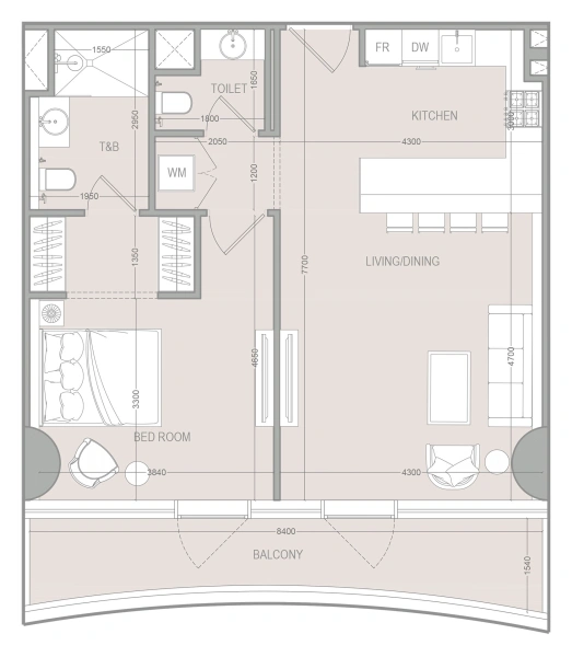 1-Bedroom Apartment in "A1LA RESIDENCE"