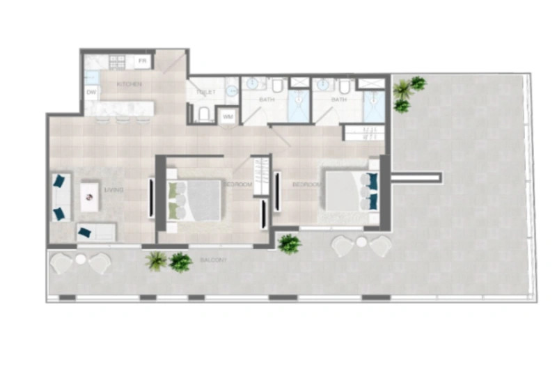 Appartement mit zwei Schlafzimmern