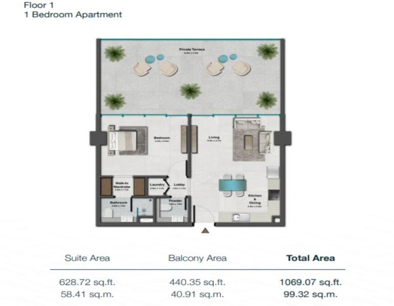 Stilvolles Ein-Zimmer-Apartment mit modernem Design