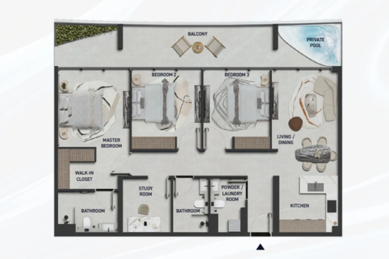 Wohnung mit drei Schlafzimmern