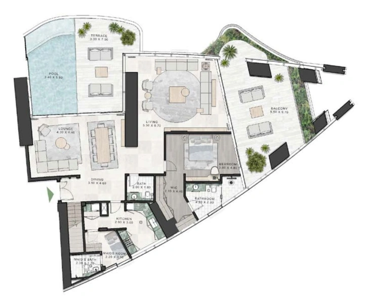 Geräumige 3-Zimmer-Wohnung mit riesigem Wohnbereich und Dienstmädchenzimmer