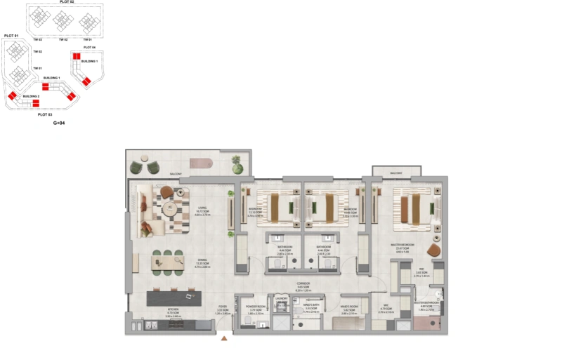 Geräumige 3-Zimmer-Wohnung mit Zimmer für das Personal und eigenem Bad - luxuriöse Ausstattung!