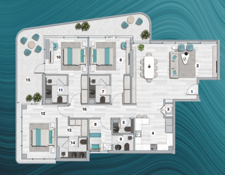 Atemberaubende Drei-Zimmer-Wohnung mit modernem Design