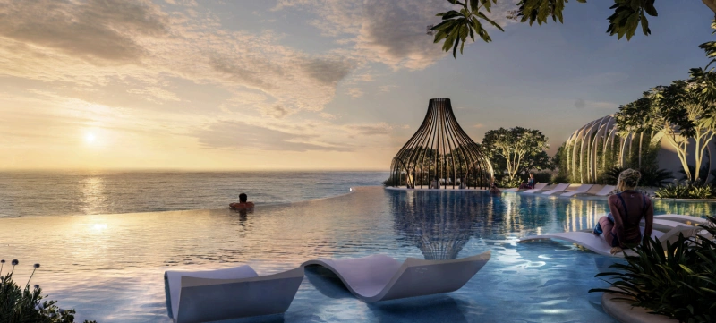 Atemberaubende Zwei-Zimmer-Wohnung mit Pool und Panoramablick