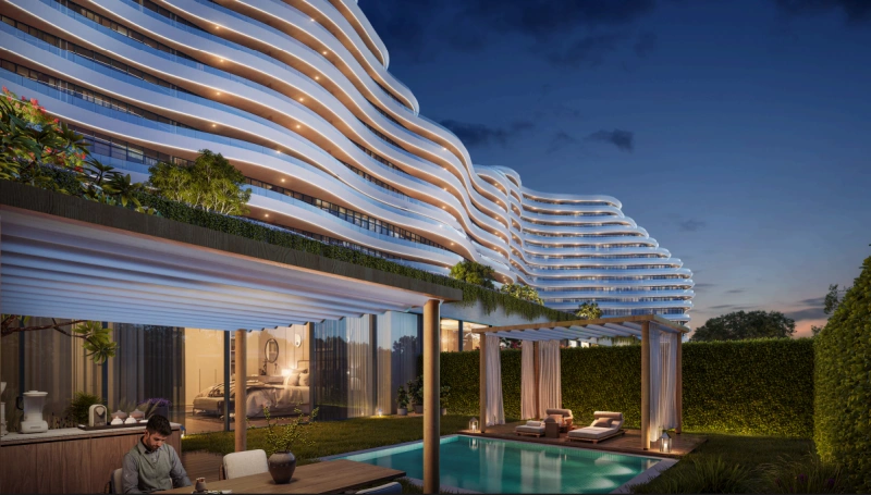 Atemberaubende Zwei-Zimmer-Wohnung mit Pool und Panoramablick