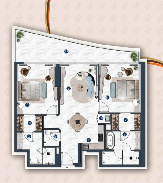 Atemberaubende Zwei-Zimmer-Wohnung mit Pool und Panoramablick