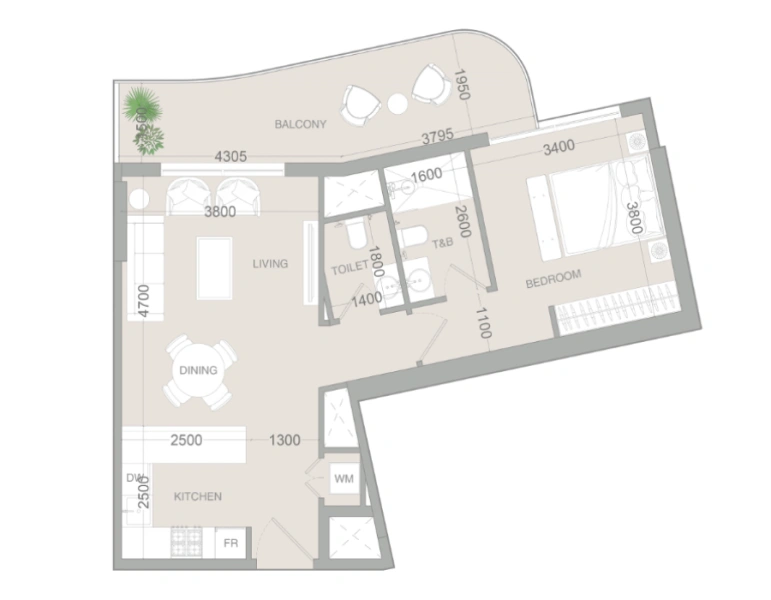 Stilvolles Ein-Zimmer-Apartment mit modernem Design in bester Lage