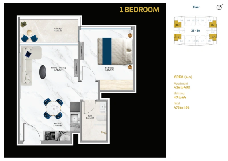 Schicke 1-Zimmer-Wohnung mit modernem Design